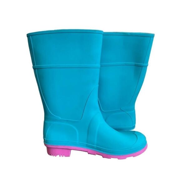 Kamik Girls 3 Raindrops Turquoise Pink Rubber Rainboots Wellies - Picture 6 of 12